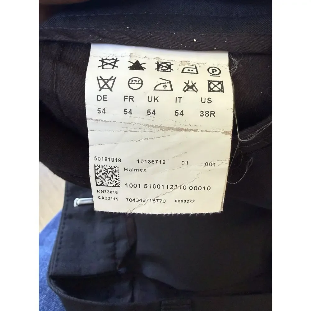 Hugo Boss 3 Button 2 Peice Wool Suit 46R Pants 38x34 Black
